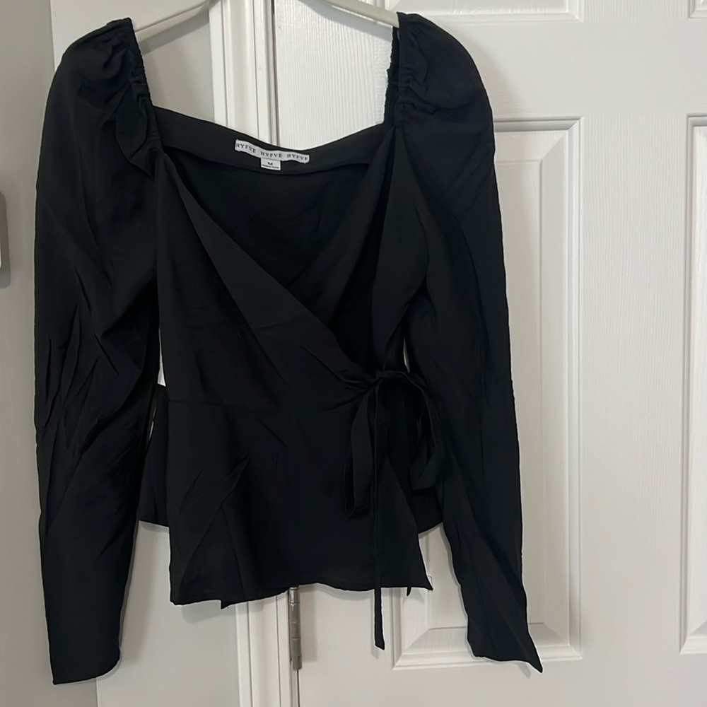 Black v neck wrap top